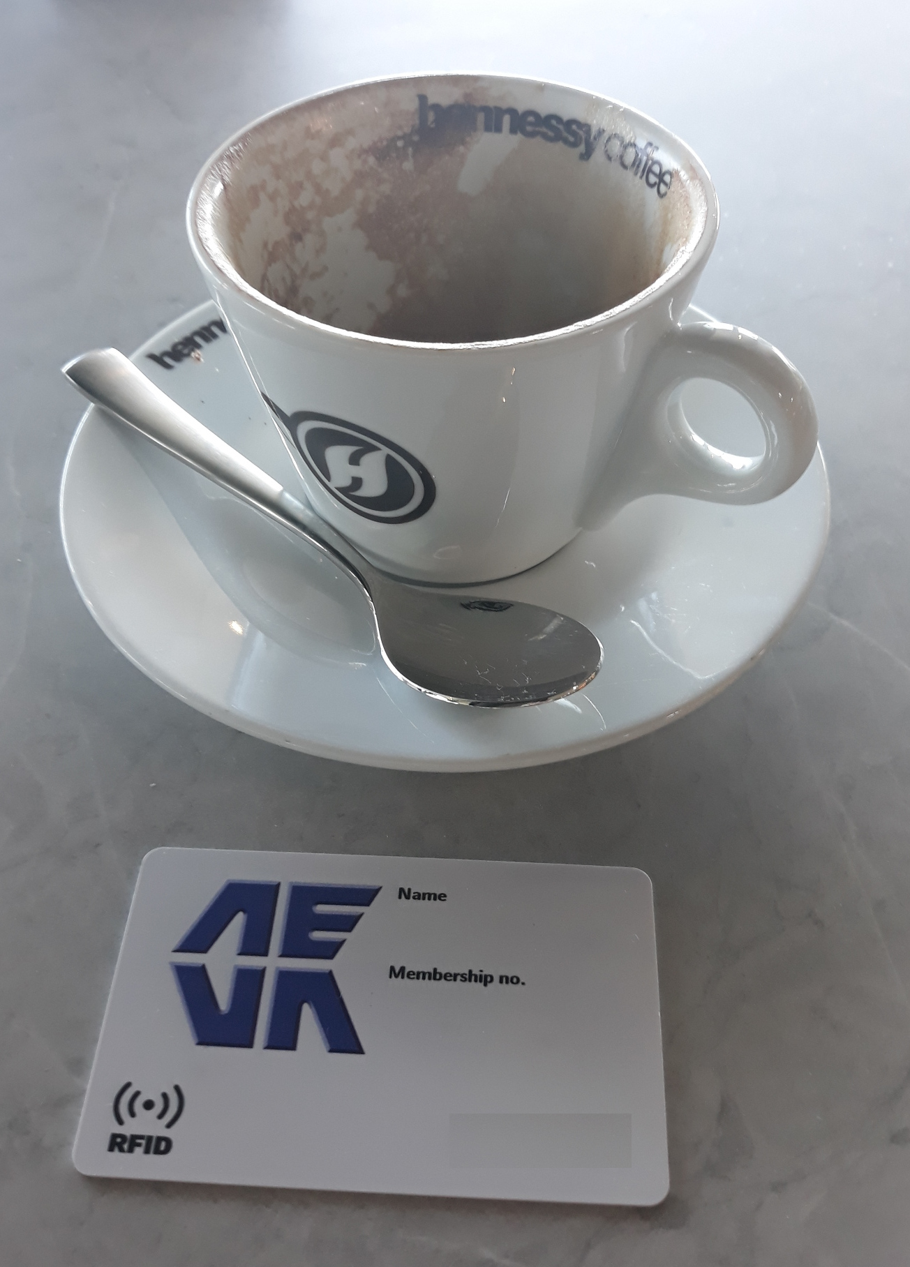RFID card and a cup of coffee