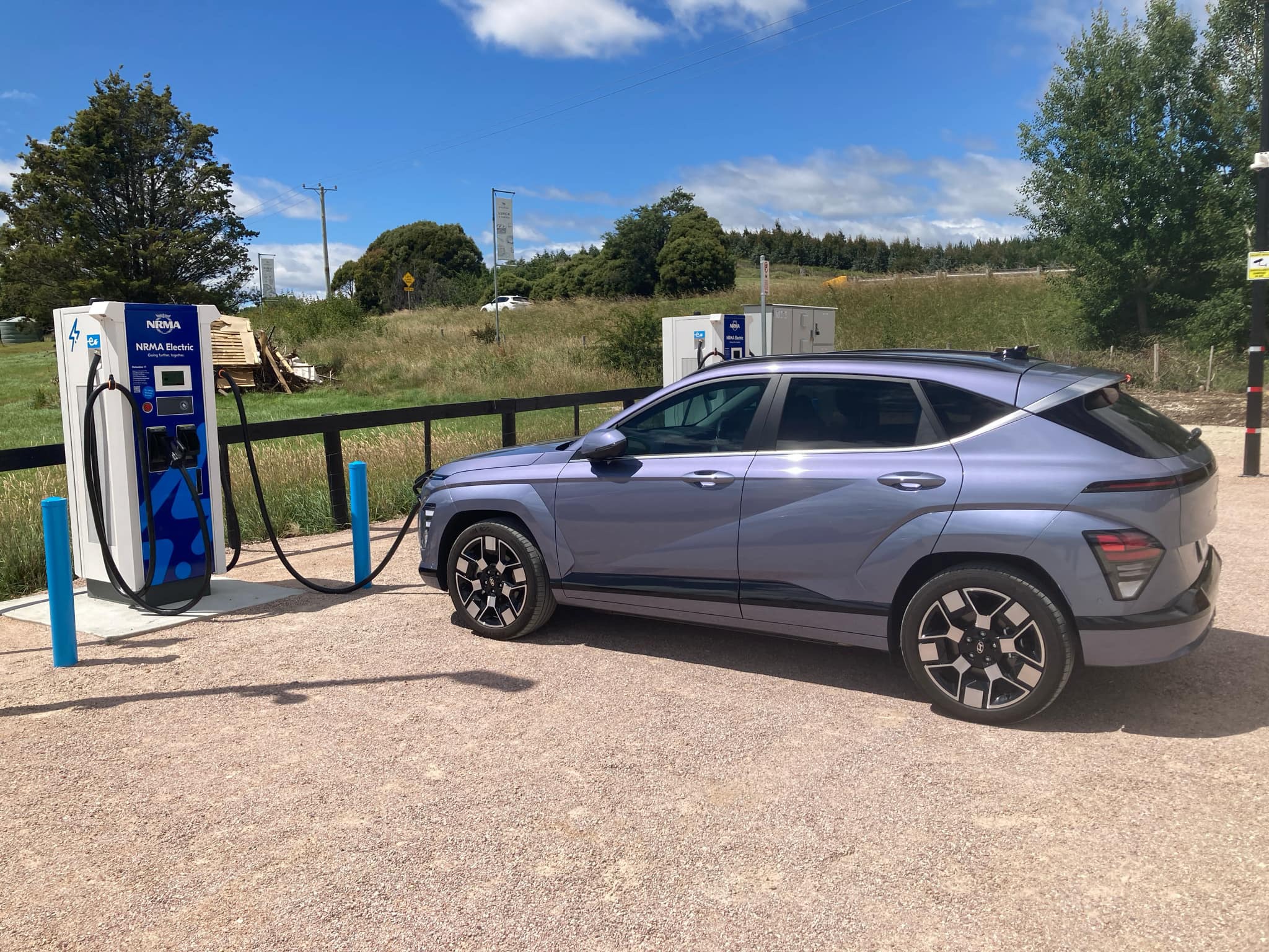 Kona at NRMA fast charger. Elizabeth Town, Tasmania