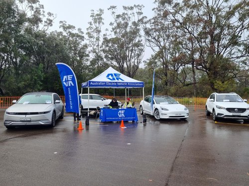AEVA NSW Branch EV Display at the NRMA EV drive day St Ives supported by the NSW Government.